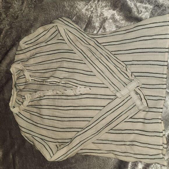 Lucky Brand Cream Button Down Shirt with Mandarin Collar - Picture 2 of 7